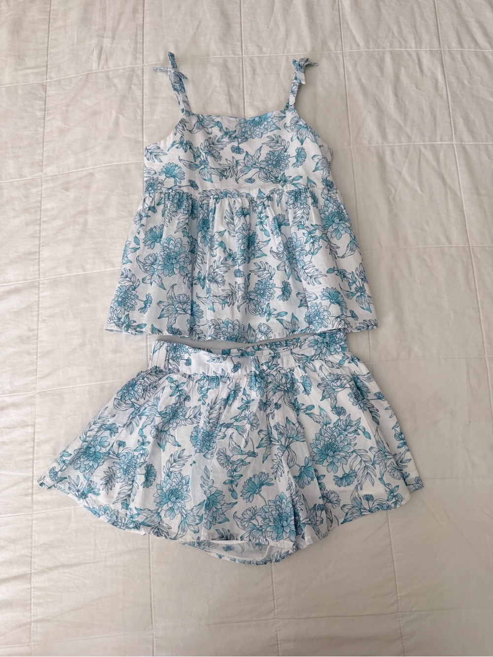 Janie and Jack Floral Tank and Ruffle Shorts Matching Set